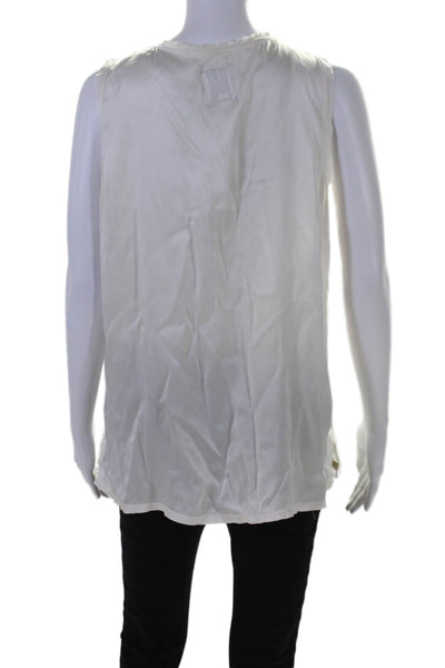 Go Silk Womens Sleeveless Scoop Neck Blouse Silk White Size Large