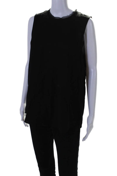 Theory Womens Sleeveless Back Zip Scoop Neck Blouse Black Size Medium