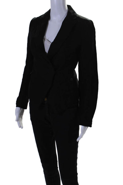 Brochu Walker Linen Womens Textured Fitted Drape Fancy Blazer Black Size S