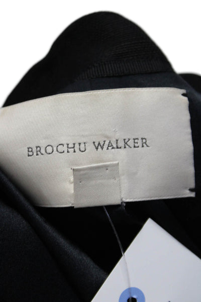 Brochu Walker Linen Womens Textured Fitted Drape Fancy Blazer Black Size S