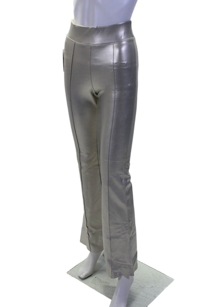 Heroine Sport Womens Elastic Waist Flare Leggings Faux Leather Gold Size XS