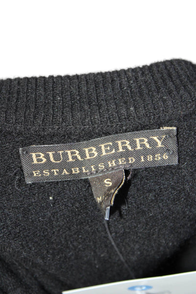 Burberry Womens Wool Short Sleeve Scoop Neck Knit Blouse Black Size S