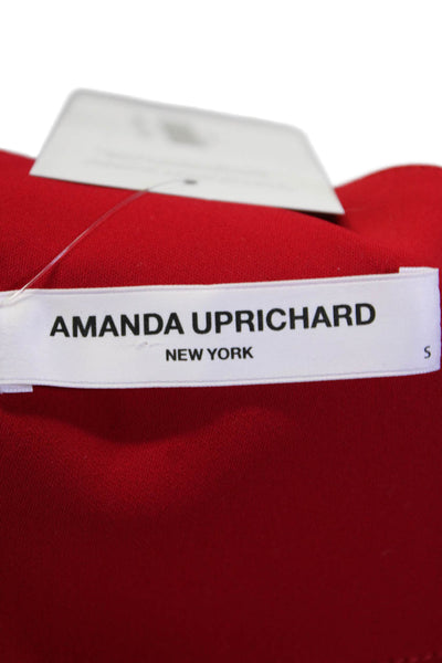 Amanda Uprichard Womens V Neck Ruffle Trim Racerback Tank Blouse Red Size S
