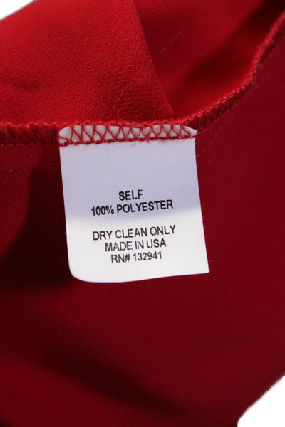 Amanda Uprichard Womens V Neck Ruffle Trim Racerback Tank Blouse Red Size S