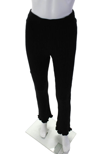 Paris Atelier + Other Stories Womens Elastic Waist Tight Knit Pants Black 25 in