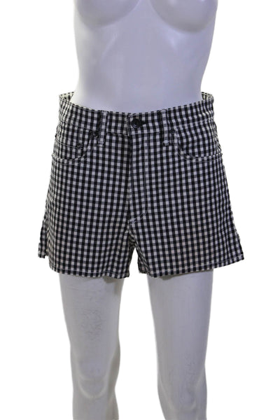 Rag & Bone Womens Cotton Black Gingham Plaid High Waisted Mini Shorts Size 27