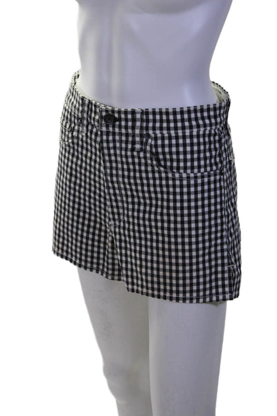 Rag & Bone Womens Cotton Black Gingham Plaid High Waisted Mini Shorts Size 27