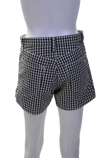 Rag & Bone Womens Cotton Black Gingham Plaid High Waisted Mini Shorts Size 27