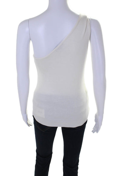 The Range Womens Cotton Knotted One Shoulder Sleeveless Top Cream White Size S