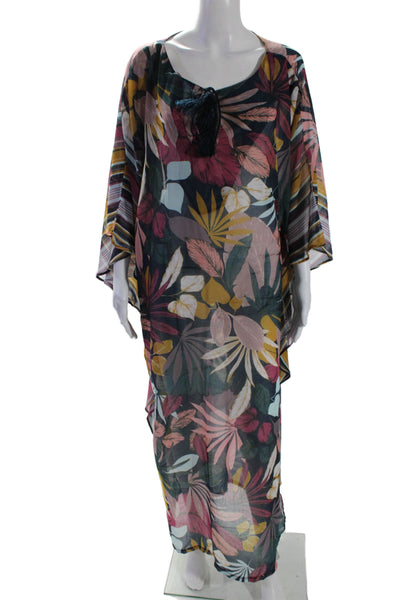 Touche Balneaire Womens Floral Tassel Tied Tunic Cover Up Multicolor Size L