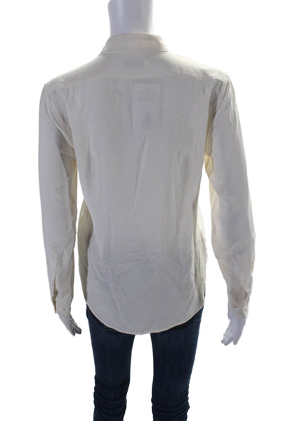 Equipment Femme Womens Button Sheer V-neck Long Sleeve Basic Blouse White Size X