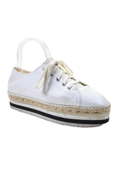 Paco Garcia Womens White Espadrille Trim Platform Heels Sneakers Shoes Size 8