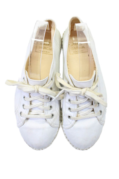 Paco Garcia Womens White Espadrille Trim Platform Heels Sneakers Shoes Size 8