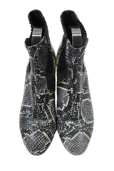 Isabel Marant Womens Snakeskin Slip On Block Heels Booties Black Size 6