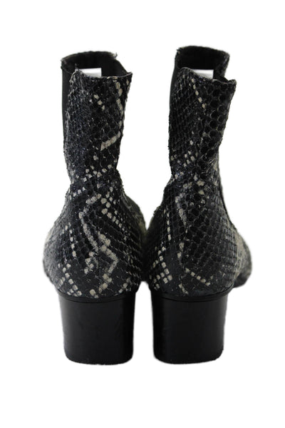 Isabel Marant Womens Snakeskin Slip On Block Heels Booties Black Size 6