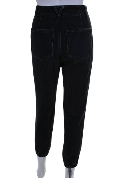 Veronica Beard Women's Button Fly Tapered Leg Denim Pants Black Size 24