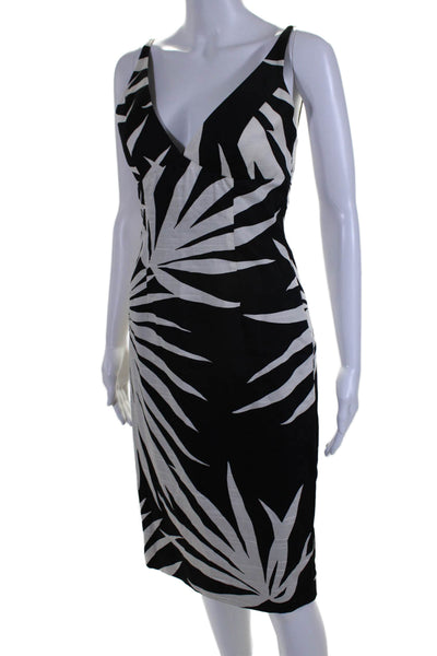 Milly Womens Spaghetti Strap Mid Calf Abstract Print Dress Black Size Small