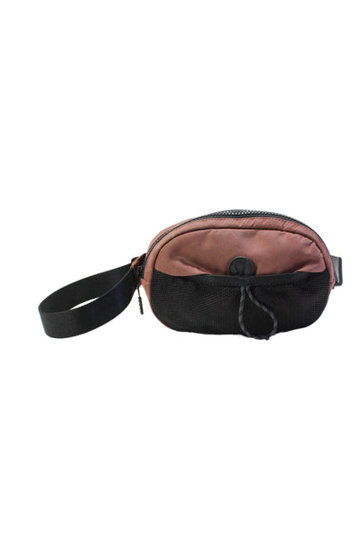 Lululemon Womens Medallion Zip Net Pocket Buckled Belt Fanny Pack Handbag Brown