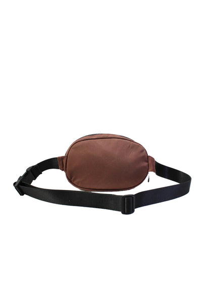 Lululemon Womens Medallion Zip Net Pocket Buckled Belt Fanny Pack Handbag Brown