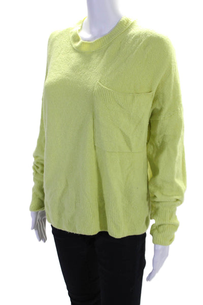 Pistola Womens Cotton Textured Ribbed Trimmed Long Sleeve Sweater Green Size M