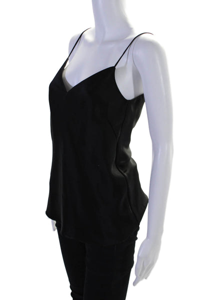 Galvan London Womens Satin Spaghetti Strap V Neck Camisole Blouse Black Size 2