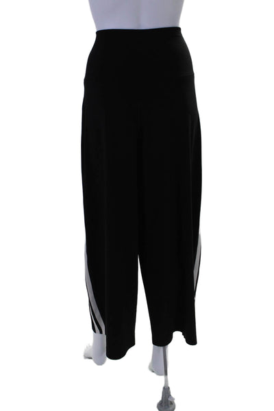 Norma Kamali Womens Striped Print Elastic Straight Track Pants Black Size XL