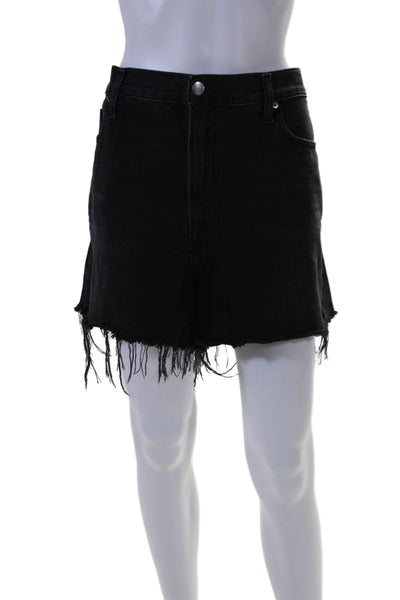 Frame Womens Cotton Le Simone Denim Distress Hem Button Shorts Black Size EUR 34