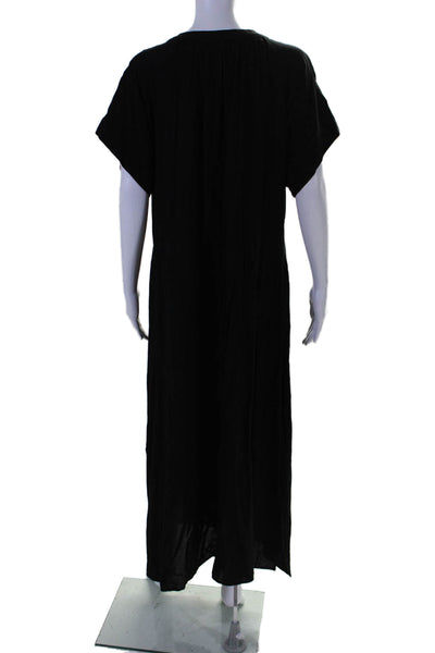 Beach Road Tulum Womens Ruched Short Sleeve Pullover Maxi Dress Black Size OS