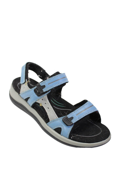 Orthofeet Womens Colorblock Ankle Strap Sandals Blue Gray Leather Size 7.5