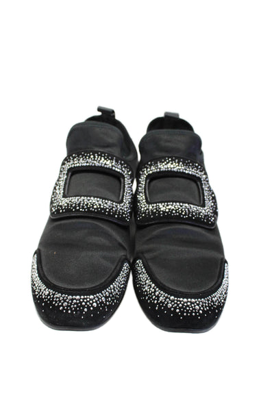 Roger Vivier Womens Black Bedazzled Detail Slip On Sneakers Shoes Size 5