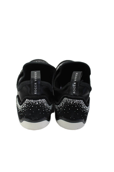 Roger Vivier Womens Black Bedazzled Detail Slip On Sneakers Shoes Size 5