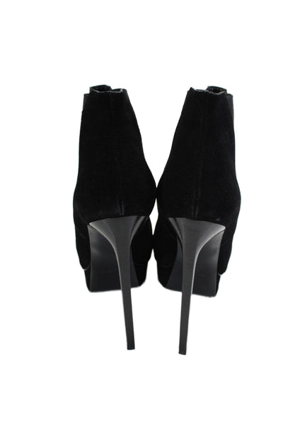 Saint Laurent Womens Black Pointed Toe Platform Heels Ankle Boots Shoes Size 9