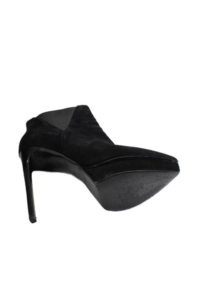 Saint Laurent Womens Black Pointed Toe Platform Heels Ankle Boots Shoes Size 9