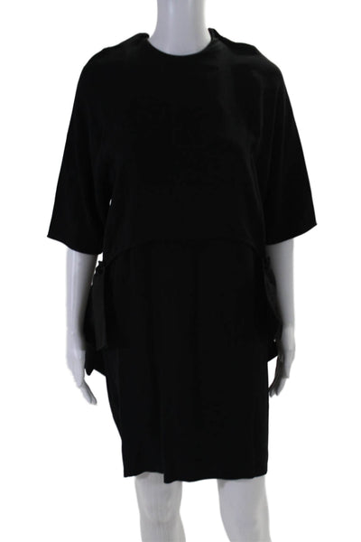 Stella McCartney Womens Short Sleeves Ruffled Sides Dress Black Size EUR 40