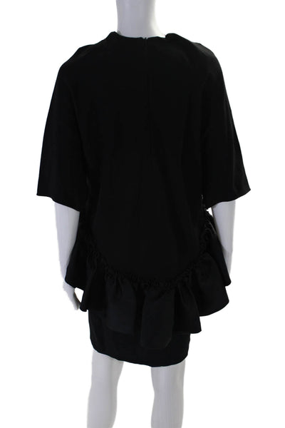 Stella McCartney Womens Short Sleeves Ruffled Sides Dress Black Size EUR 40