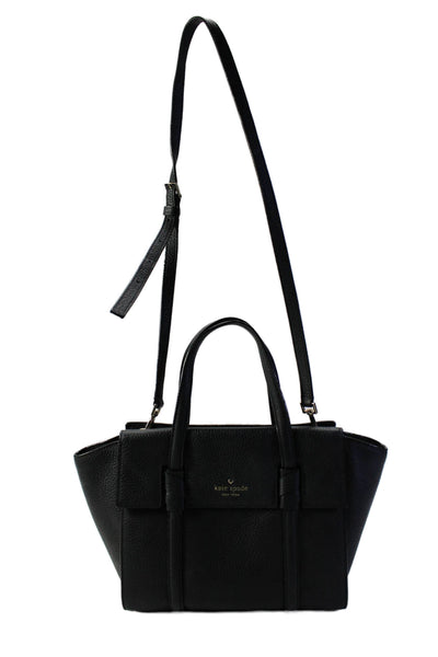 Kate Spade New York Womens Leather Zip Up Top Handle Shoulder Bag Black