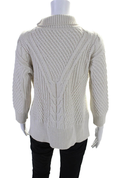 Duffy Womens Wool Long Sleeve Cable Knit Turtleneck Sweater Beige Size XS