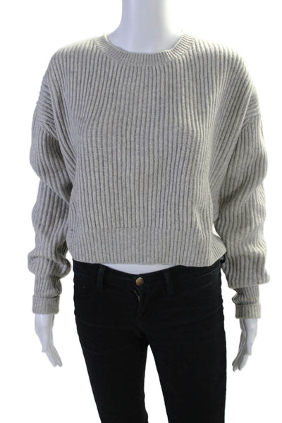 Re/Done Womens Wool Long Sleeve Ribbed Knit Pullover Sweater Gray Size XS