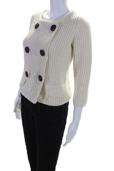 Autumn Cashmere Womens Double Breasted Long Sleeve Sweater Beige Size XS