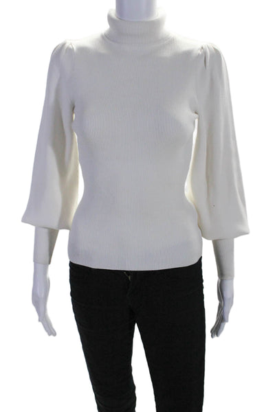 ALC Womens Long Sleeve Thick Knit Turtleneck Sweater White Size Small