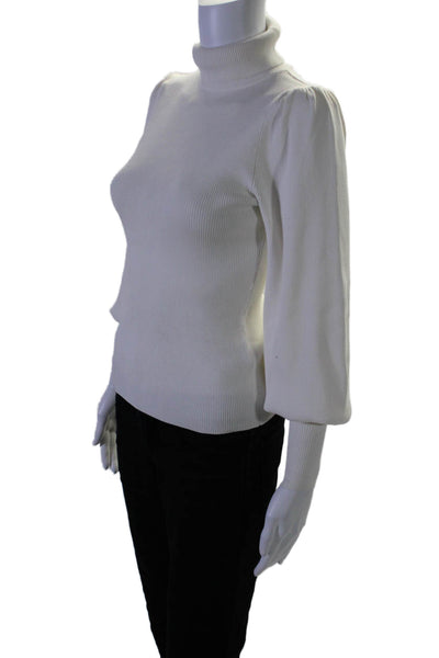 ALC Womens Long Sleeve Thick Knit Turtleneck Sweater White Size Small