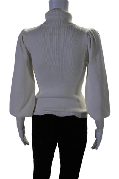 ALC Womens Long Sleeve Thick Knit Turtleneck Sweater White Size Small