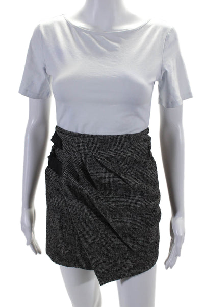 Rag & Bone Womens Houndstooth Leather Trim Gathered Pencil Skirt Black Size 4