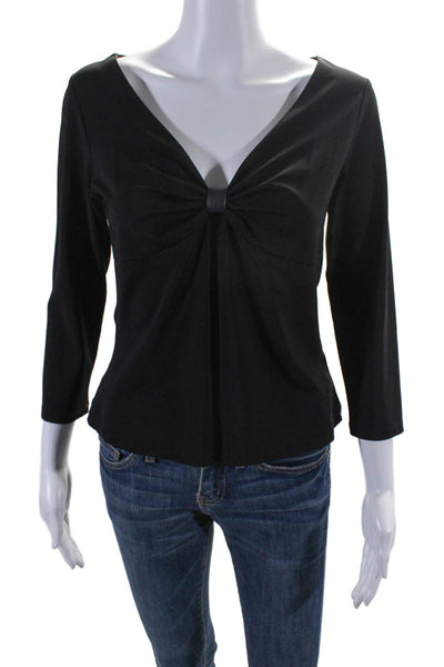 Michael Michael Kors Women's V-Neck Long Sleeves Cinch Blouse Black Size M