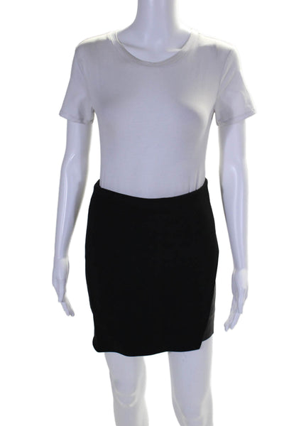 Helmut Lang Women's Zip Closure Leather Trim A-Line Mini Skirt Black Size 4