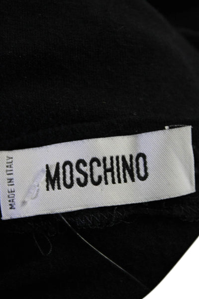 Moschino Women's High Neck 3/4 Sleeves Button Down Blouse Black Size 4