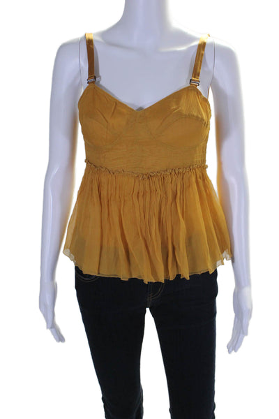 Philosophy di Alberta Ferretti Women's Spaghetti Straps Tank Top Yellow Size 2