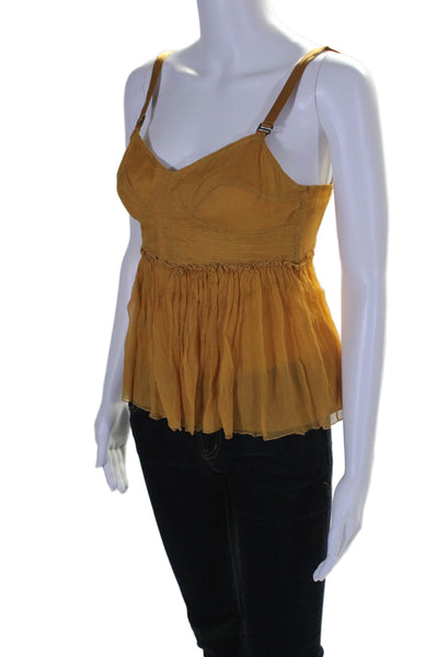 Philosophy di Alberta Ferretti Women's Spaghetti Straps Tank Top Yellow Size 2