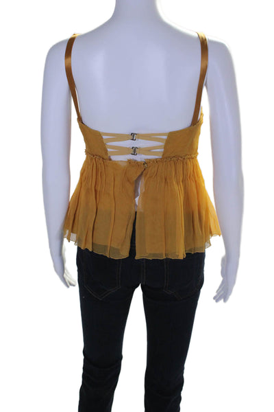 Philosophy di Alberta Ferretti Women's Spaghetti Straps Tank Top Yellow Size 2