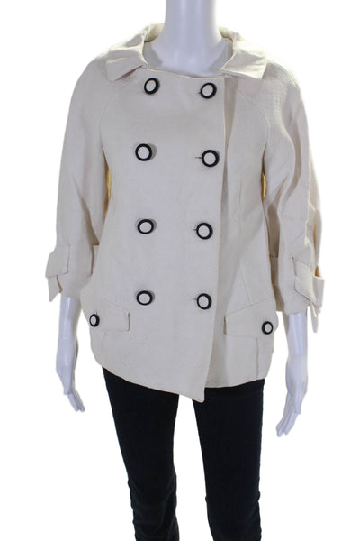 3.1 Phillip Lim Womens Collared Long Sleeves Double Breasted Jacket Cream Size 0